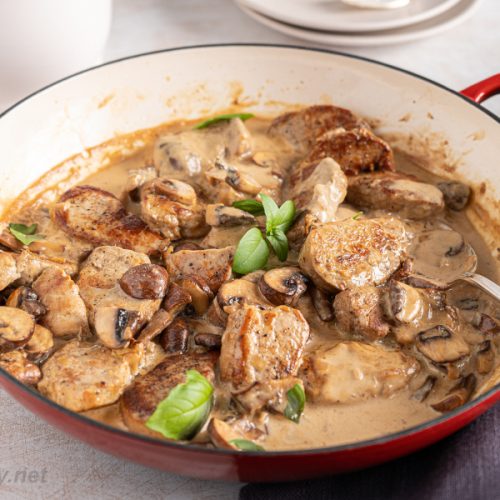 Pork Tenderloin Medallions in Mushroom Sauce – easy one pot dinner in 30 minutes