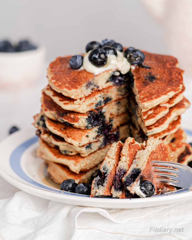 Healthy Blueberry Pancakes - easy to make recipe with simple ingredients