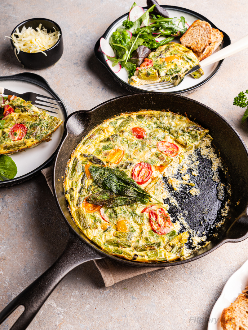 Asparagus Frittata – healthy egg breakfast recipe loaded with vegetables and protein