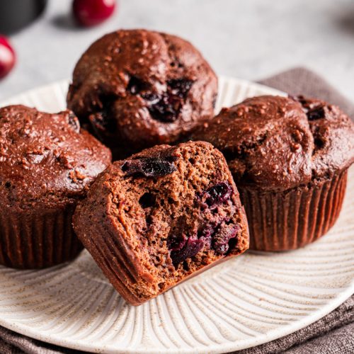 Chocolate Cherry Protein Muffins – under 200 calories, healthy, nutrition and protein packed muffin recipe
