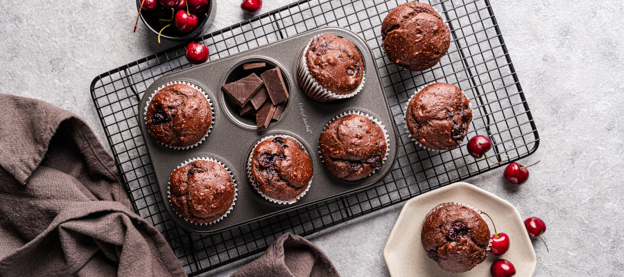Chocolate Cherry Protein Muffins – under 200 calories, healthy, nutrition and protein packed muffin recipe