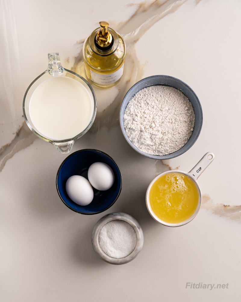 INGREDIENTS FOR MAKING HIGH PROTEIN CREPES with egg whites